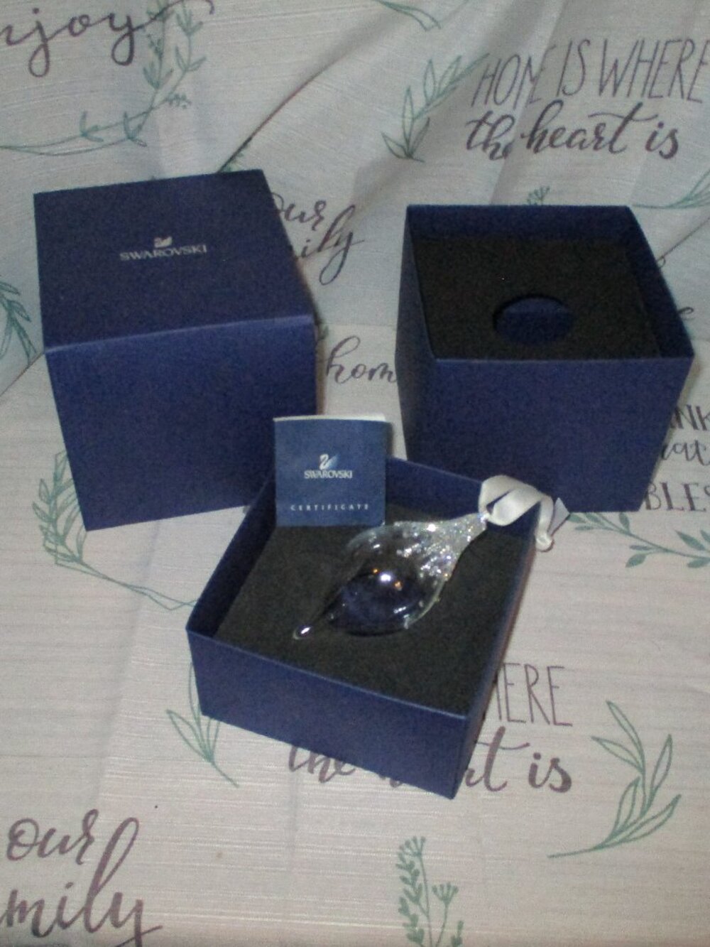 Swarovski Crystal Teardop Glass Ornament  in box